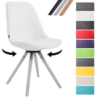 CLP bezoekersstoel Calais, ronddraaibaar, met ronde houten poten, wit frame, kleur wit