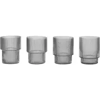 Ferm Living Waterglas Ripple Small Smoked Grey 60 ml (Set van 4)