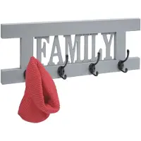 MCW Wandkapstok -C60 Familie, kapstok, kapstokpaneel, shabby-look vintage 60x21cm ~ grijs-blauw