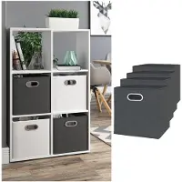 Vicco Opbergbox – 30 x 30 cm Set van 4 Antraciet