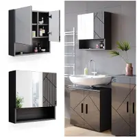 Vicco Irma Badkamerspiegelkast – 54 x 55 cm Antraciet Hoogglans