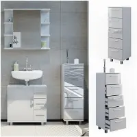 Vicco Ilias Badkamerkast – 30 x 95 cm Wit Hoogglans