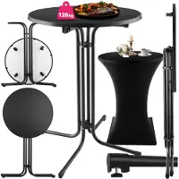 TecTake - Statafel opklapbaar - Bartafel - Tafel Ø80cm - zwart