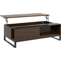 Aosom Conferenztabel 839-687V00WN, bijzettafel, met verstelbare hoogte, verborgen opbergruimte, afwerking in notenfineer, stalen frame - N