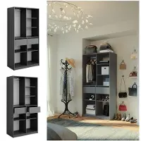 Vicco Elmo Garderobe – 100 x 200 cm met 2 laden Antraciet