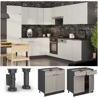 Vicco Fame-Line Keukenonderkast – 80 cm, WB Antraciet GrijsBeige