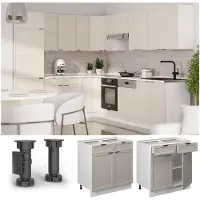 Vicco Fame-Line Keukenonderkast – 80 cm, WB Antraciet GrijsBeige