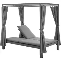 Juskys Dubbel Ligbed / Loungebed Kreta - Grijs