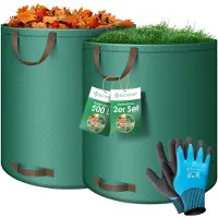 Kesser Tuinafvalzak Tuinzak Set Bladzak incl. Handschoenen - Zelf Staand 4 Handvatten Stabiel Robuust & Opvouwbaar - Bladzakken Maaisel Tuinzakken voor Tuinafval Groenafval - 2x 500 Liter, Groen