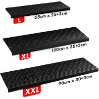 Karat Rubberen Trapmat Diamond - 65 x 25 cm - Zwart - Set van 5 - Weerbestendige & Antislip Trapmatten - Rubberen Trapmat voor Buiten - Trapmat - Antislipmat