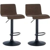 CLP Branford Set van 2 barkrukken - Met rugleuning - Met voetsteun - Metalen frame - zwart/bruin
