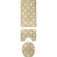 Tragar Homely luxe 3 delige badkamermatten set met antislip - toilet badkamer wc bril mat - TR-5 crème