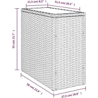 vidaXL Tuinbijzettafel met glazen blad 58x27,5x55 cm poly rattan grijs