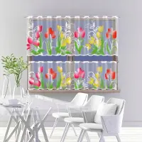 Wisan - Tulpen- jacquard vitrage - Gordijn 300 x 70 cm - Curtains - Jacquardgordijnen- 300 x 70 cm