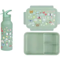 A Little Lovely Company Bundel Back to school set - Drinkfles XL RVS/Bentobox - Joy