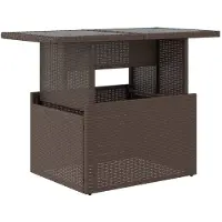 vidaXL Tuintafel met glazen blad 100x55x73 cm poly rattan bruin