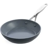 Greenpan Valencia Pro Aluminium Koekenpan 20cm - PFAS-vrije antikleeflaag - Koekenpan inductie - Keramische koekenpan - Ovenbestendig tot 220°C - RVS handgrepen - Grijs