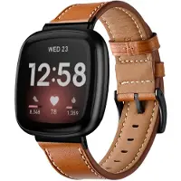 Strap-it Echt Leren Bandje met Gespsluiting – Geschikt voor Fitbit Versa 3 / Versa 4 / Sense / Sense 2 – Bruin