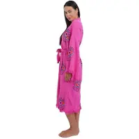 Badrock Kimono dames - 100% biologisch katoen - sauna badjas - zomer badjas - absorberend - handgemaakt - roze