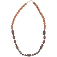 Behave – Ketting – Houten kralen – Bruin;Zwart – 90 cm – Statement look