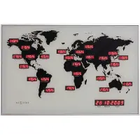 Nextime World Time Digit Wall Clock - Wandklokken Grey - 2897