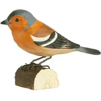 Wildlife Garden Decobirds Met De Hand Gesneden Vogel Vink - Houten beeldjes Massief Hout Red - WG416