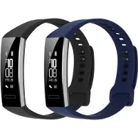 Kwmobile 2x horlogebandjes geschikt voor Huawei Band 2 / Band 2 Pro bandje - Smartwatch bandjes van TPU - Activity tracker horloge band in zwart / donkerblauw