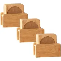 COSY&TRENDY Set van 18x glazenonderzetters hout in houder 10 cm