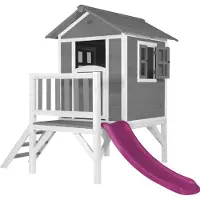Axi Lodge XL Speelhuis Cool Grijs - Paarse Glijbaan