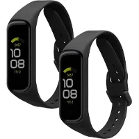 Kwmobile 2x horlogebandjes geschikt voor Samsung Galaxy Fit 2 bandje - Smartwatch bandjes van TPU - Activity tracker horloge band in zwart / zwart