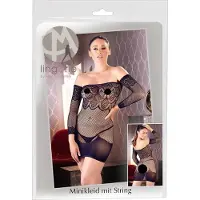 Mandy Mystery - netjurk met kraag en string zwart (S-L)