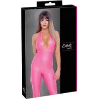 Cottelli Party - catsuit met diepe rug (roze) - M