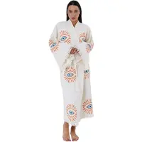 Badrock Kimono dames - 100% biologisch katoen - sauna badjas - zomer badjas - absorberend - handgemaakt - wit