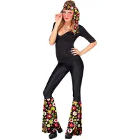 Widmann - Hippie Kostuum - Jaren 60 Set Flower Fun - Zwart - Carnavalskleding - Verkleedkleding