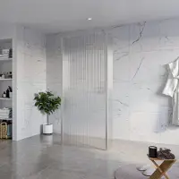 FortiFura Galeria Vrijstaande Inloopdouche - 90x200cm - Helder geribbeld - antikalk - 8mm veiligheidsglas - 2 zijwanden 40cm - wandsteunen en hoekprofielen - Geborsteld RVS PVD (RVS) SW927769