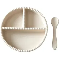 Jack o Juno Little Bubble Kinderservies 2 Stuks Crèmekleurig - Tafelgerei voor kinderen Siliconen Cream - D429CR-O
