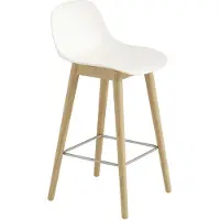 Muuto Fiber Barkruk Hout Met Rugleuning 65 Cm Natuurwit / Eiken - Barkrukken Oak - FICOBWON04041