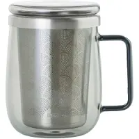 AdHoc Theeglas met filter Yuna 560 ml, Glas, Grijs