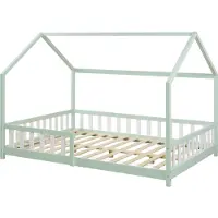 En.casa Kinderbed Hesel huisbed met uitvalbeveiliging 120x200 cm mint []