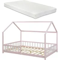 En.casa Kinderbed Hesel huisbed met matras en uitvalbeveiliging 120x200 cm roze [] [neu.haus]
