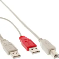 InLine USB 2.0 Y-kabel, 2x USB A Male naar 1x USB B Male, 1m