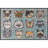 Kleen-Tex Wash+Dry Design Wasbare Deurmat - Glückskatzen - 50 x 75cm