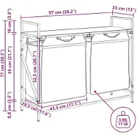 vidaXL Wasmand 2 vakken met plank zwart eikenkleurig