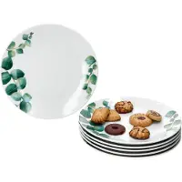 MamboCat Set van 6 taart dessertborden 20,3cm eucalyptus wit