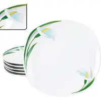 MamboCat Set van 6 WITTE CALLA porseleinen gebaksbordjes 6 personen