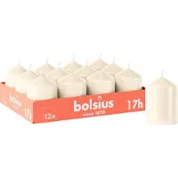 Bolsius - Gladde Stompkaarsen - 12 stuks - Ivoor - 17 branduren - 8 x 5,8 cm