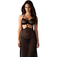 Obsessive Iliosa Chemise & String Zwart S/M