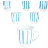 MamboCat Set van 6 SPLIT TURQUOISE porseleinen koffiemokken 6 personen