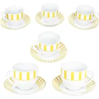 MamboCat Set van 6 SPLIT GEEL koffiekopje schotel porselein 6 personen