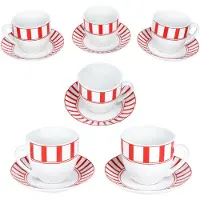 MamboCat Set van 6 SPLIT ROT porseleinen kop en schotel 6 personen